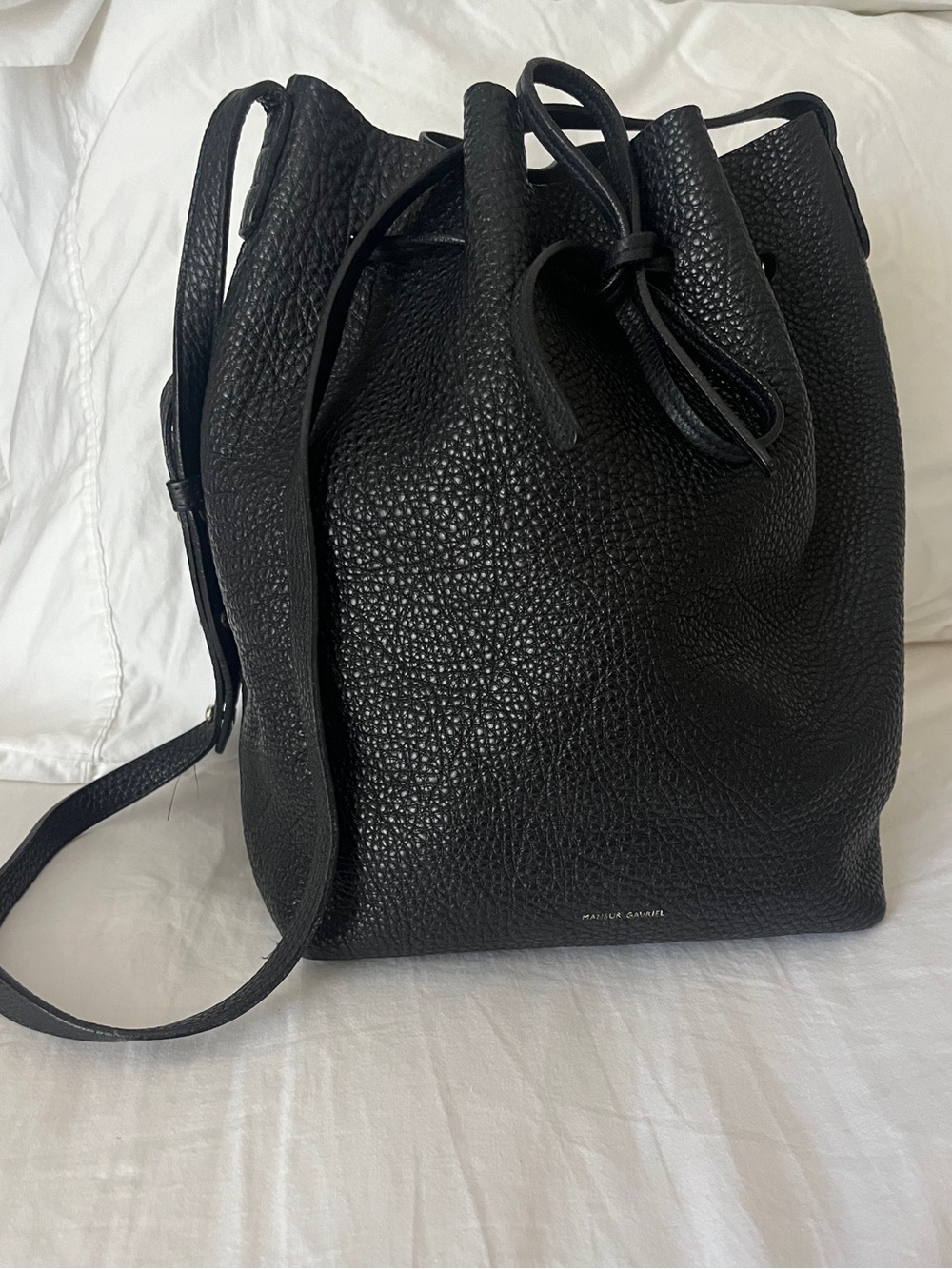 Mansur Gavriel Black Tumble Leather Large Bucket Bag
